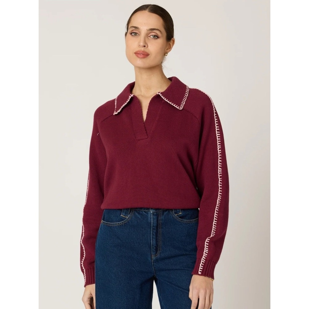 CLEOBELLA elly sweater in zinfandel ivory Sz S Organic Cotton Classic